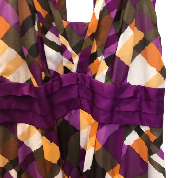 Moulinette Soeurs Anthropologie Etty Halter Dress Sz 6 Purple Orange Plaid Retro - Picture 6 of 13